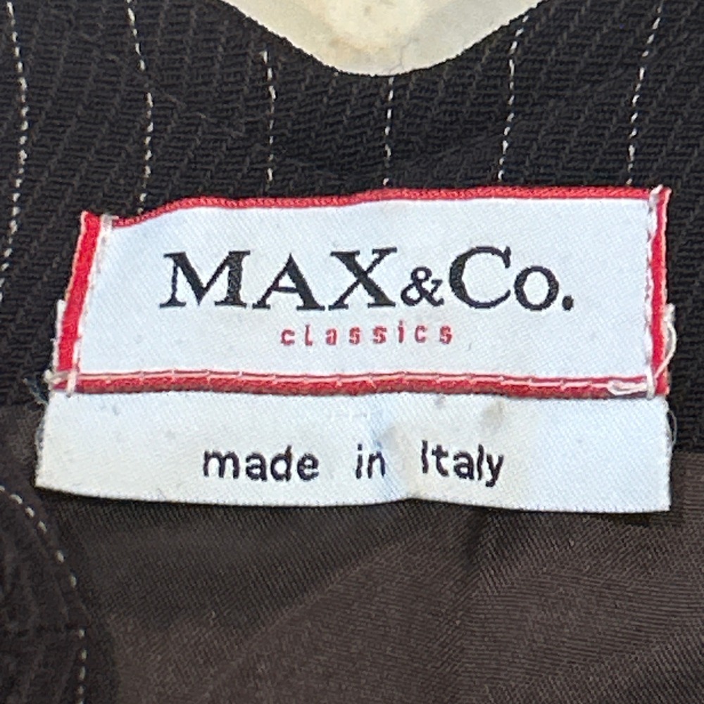 MAX&Co Classics Sheath Dress Womens 12 Brown Pinstripe Sleeveless Italy Preppy - Picture 2 of 10